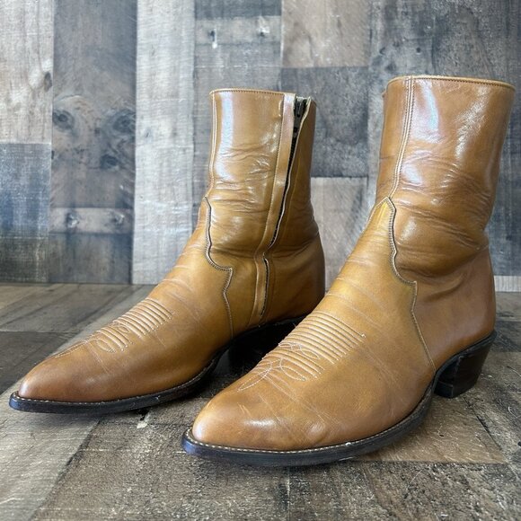 Tony Lama Vintage Gold Label Ankle Side Zip Western Cowboy Boots Mens 9 EE - Picture 2 of 12